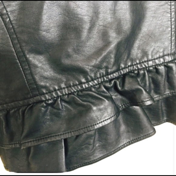 JOE FRESH Peplum Faux Leather Moto Biker Jacket With Zipper Front Black Girls 6Y - Picture 7 of 9